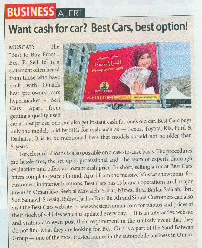 Want cash for car? Best Cars, best option!